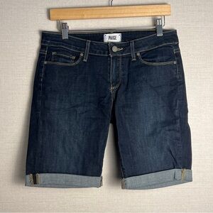 Paige Kayla Denim Blue Jean Bermuda Cut Off Shorts Dark Wash Stretch‎ Size 28